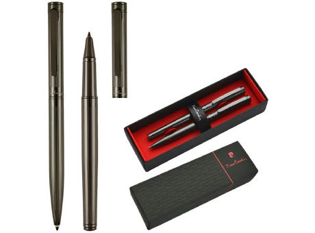 Pierre Cardin® RENEE Set aus Drehkugelschreiber und Rollerball Pen, gunmetal