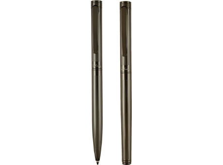 Pierre Cardin® RENEE Set aus Drehkugelschreiber und Rollerball Pen, gunmetal